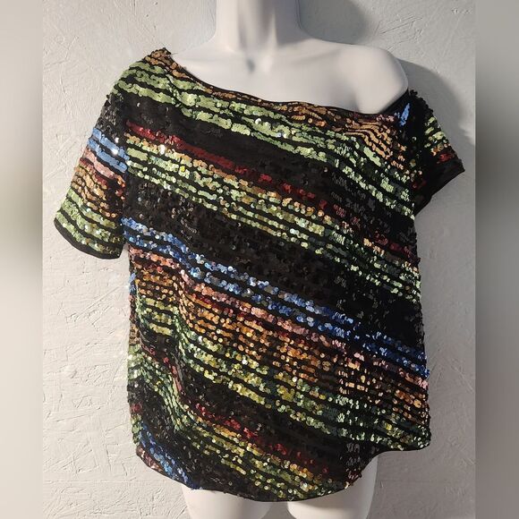 SHEIN Multi-Color Off-Shoulder Sequin Top - Size L - Picture 1 of 2